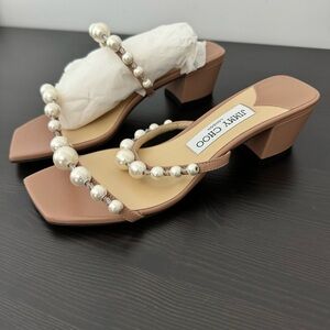 NWT Jimmy Choo Amara 45 High Heels Women's Ballet Powder